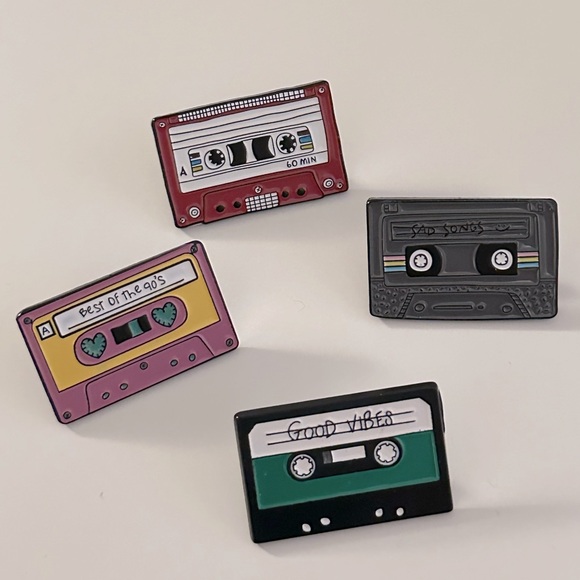 Cassette Tape Pins 4pcs - Picture 1 of 6